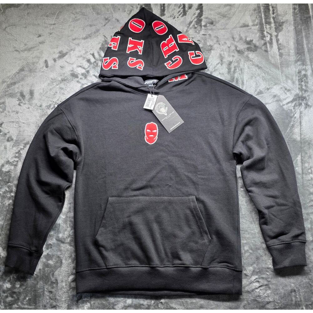 Crooks & Castles Men’s Trouble Makers Oversized Hoodie Black Red Size S